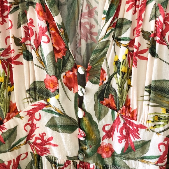 ASOS Long Sleeve Tropical Print Midi Dress Size 4 - Picture 7 of 16